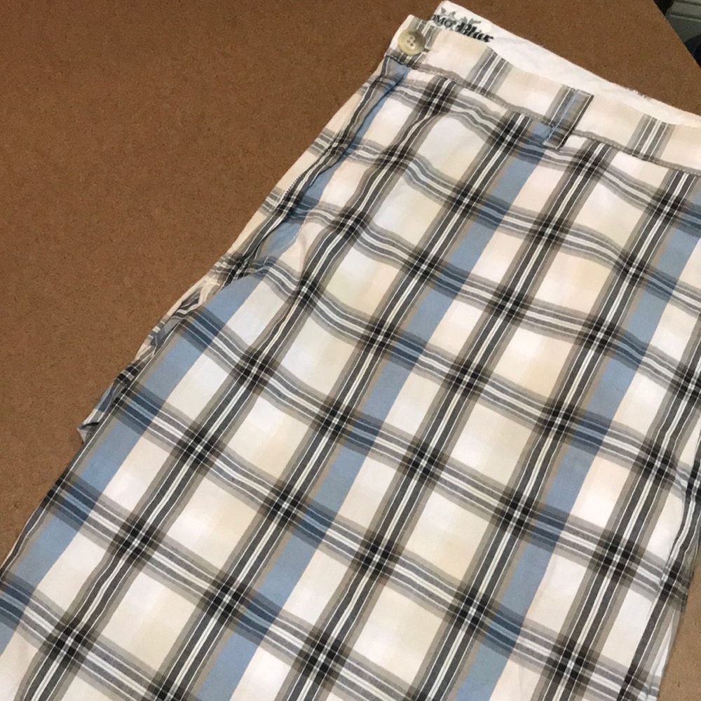 Blue plaid shorts
